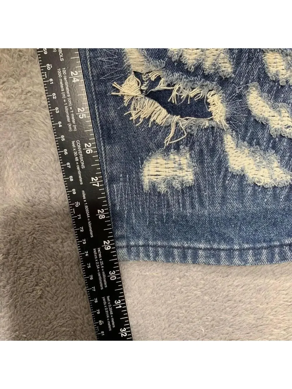 Aelfric Eden Distressed Jeans Mens 30 Blue Ripped Patchwork Streetwear Straight